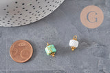Dije conector de piedra natural y zamac dorado de 14.5mm, x1 (G7302)