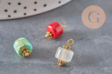 Dije conector de piedra natural y zamac dorado de 14.5mm, x1 (G7302)