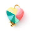 Pendentif breloque polymère coeur multicolore 13mm, perles colorées et estivales pour créer des bijoux fantaisie, x10 (G5867)