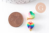 Pendentif breloque polymère coeur multicolore 13mm, perles colorées et estivales pour créer des bijoux fantaisie, x10 (G5867)