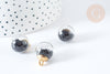 Pendentif bulle verre transparent cristal noir 22mm, x1 (G8101)