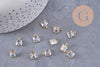 Pendentif carré Cristal laiton brut 9mm, x10 (G10221)