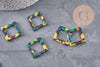 Pendentif carre coloré acetate 30.5mm,connecteur plastique, x5 (G0225)