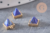 Pendentif carré lapis Lazulis, pendentif pierre,lapis naturel, pierre bleue,pierre naturelle,8mm, x2 (G0932)