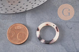 Pendentif cercle beige acétate,connecteur plastique, 21.5mm, x5 ou x10 (G1433)