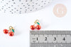 Pendentif cerise doré émaillé rouge laiton doré 18K 11mm,x1 G8582