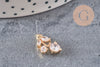Pendentif cerise doré zircon blanc 14 mm, x1 (G7567)