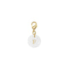 Pendentif charm initiale rond nacre blanche lettre, pendentif alphabet x1 (G9397)
