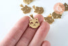 Pendentif chat manga acier 304 doré inoxydable 17mm, x1 (G6022)