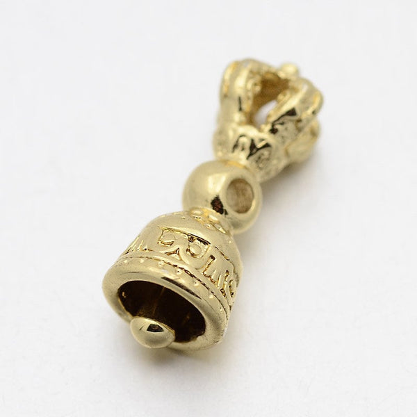 Pendentif cloche tibétaine lDorje Vajra laiton doré, breloque laiton brut, bijou laiton,création bijoux,pendentif laiton brut,22mm, x1