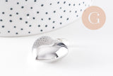Pendentif coeur Bola harmonie carillon laiton argent platine 26.5mm, x1 (G9889)