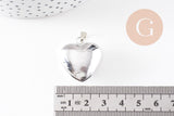 Pendentif coeur Bola harmonie carillon laiton argent platine 26.5mm, x1 (G9889)