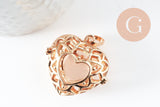 Pendentif coeur Bola harmony carillon laiton doré, bijoux de création grossesse, Vendu sans carillon, 35mm, x1 (G5974)