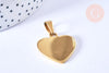 Pendentif cœur acier inoxydable 304 doré à graver 26mm, x1 (G6879)