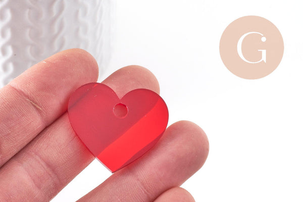 Pendentif coeur acrylique 27mm, x2 (G10155)
