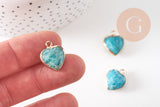 Pendentif coeur amazonite facettes, fournitures créatives, pendentif pierre, amazonite naturelle, pendentif coeur,17mm, Unité (G0350)