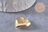 Pendentif cœur bombé laiton doré 24mm, x2 (G10307)