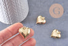 Pendentif cœur bombé laiton doré 24mm, x2 (G10307)