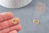 Pendentif coeur évidé Acier doré inoxydable, création bijou doré, 16mm, x1 G4830