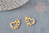 Pendentif coeur évidé Acier doré inoxydable, création bijou doré, 16mm, x1 G4830
