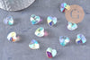 Pendentif cœur facetté en cristal transparent irisé 14mm, x10 (G10413)