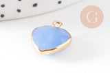 Pendentif coeur jade bleu facettes 17mm, x1 (G4042)