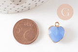 Pendentif coeur jade bleu facettes 17mm, x1 (G4042)