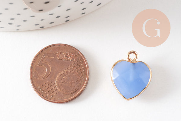 Pendentif coeur jade bleu facettes 17mm, x1 (G4042)