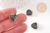 Pendentif coeur jade naturel noir facettes 17mm, x1 (G2525)