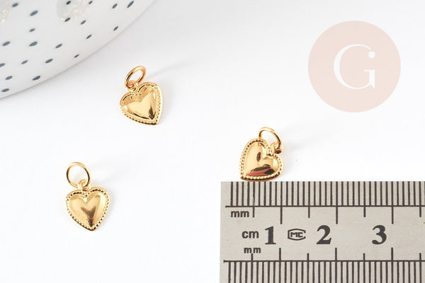 Pendentif coeur laiton doré 10mm, x5 (G1047)