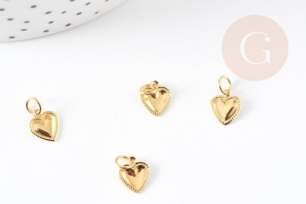 Pendentif coeur laiton doré 10mm, x5 (G1047)