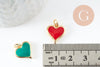 Pendentif coeur laiton doré 20K émaillé 14mm, x1 (G3570)