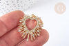 Pendentif cœur laiton doré et cristal zircon anneau jonction 32mm, x1 (G7382)