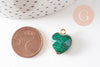 Pendentif coeur malachite facette,pendentif bijoux, pendentif pierre, malachite synthèse, pendentif coeur,17mm, x1,G1709