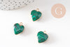 Pendentif coeur malachite facette,pendentif bijoux, pendentif pierre, malachite synthèse, pendentif coeur,17mm, x1,G1709