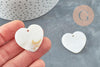 Pendentif cœur nacre blanche naturelle 30.5mm, x2 (G2373)