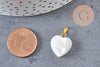 Pendentif coeur nacre blanche naturelle laiton doré 19mm, x1 (G1066)