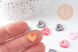 Pendentif coeur nacre naturelle multicolore 12mm, x 10 (G1855)