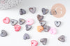 Pendentif coeur nacre naturelle multicolore 12mm, x 10 (G1855)