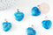 Pendentif coeur pierre naturelle bleu turquoise laiton platine 22mm, pendentif pour création bijou amour x1 G9262
