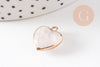 Pendentif coeur quartz naturel facette fer doré 17mm, x1 (G1811)