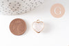 Pendentif coeur quartz naturel facette fer doré 17mm, x1 (G1811)