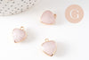 Pendentif coeur quartz rose facette fer doré 17mm,pendentif bijoux pierre naturel, x1 (G0856)