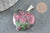 Pendentif coeur rubis zoisite naturel laiton platine 22mm, x1 (G2580)