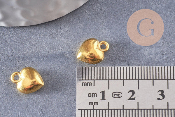 Pendentif coeur zamac doré 11.5mm,x 10 (G3608)