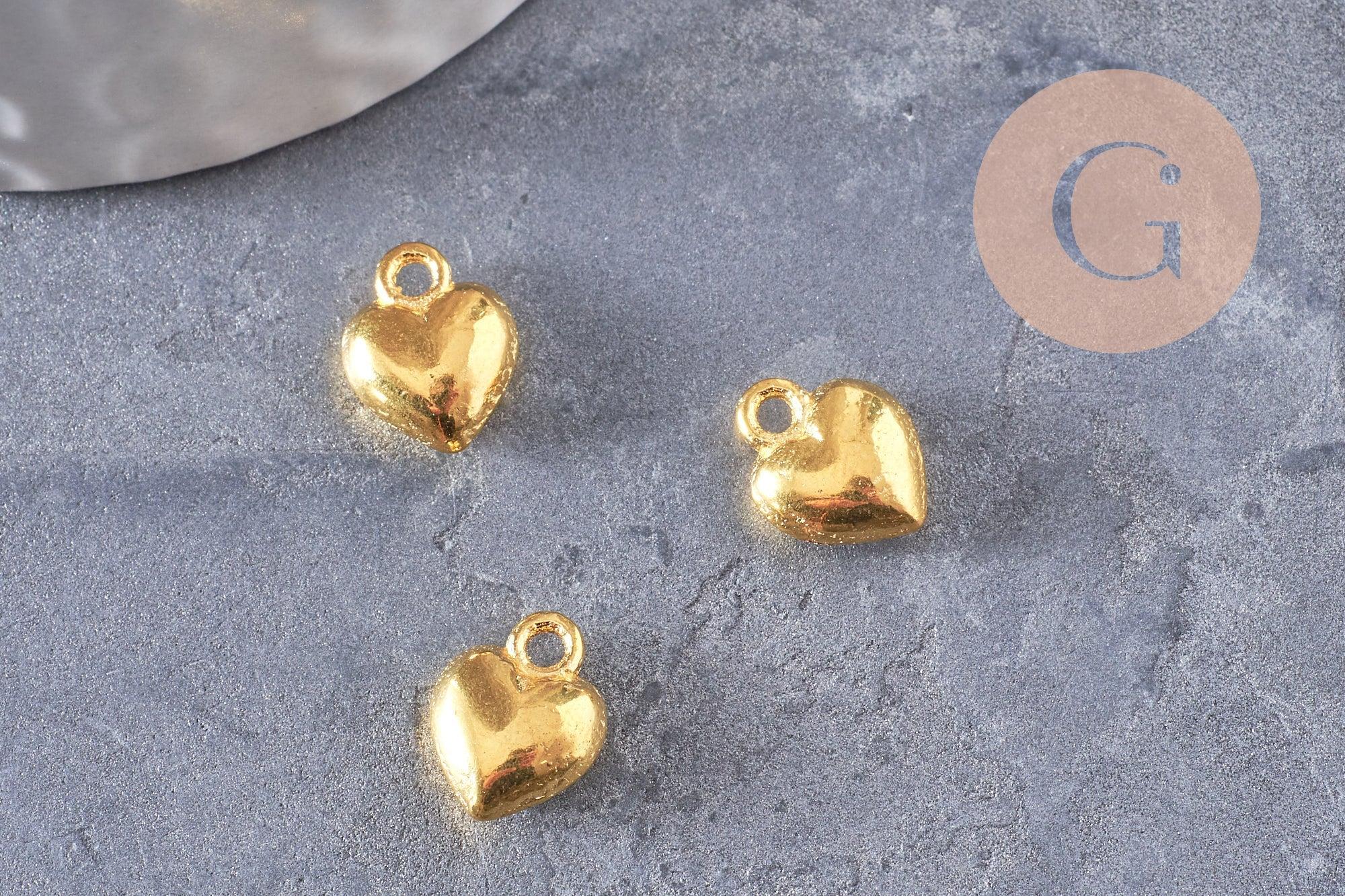 Pendentif coeur zamac doré 11.5mm,x 10 (G3608)