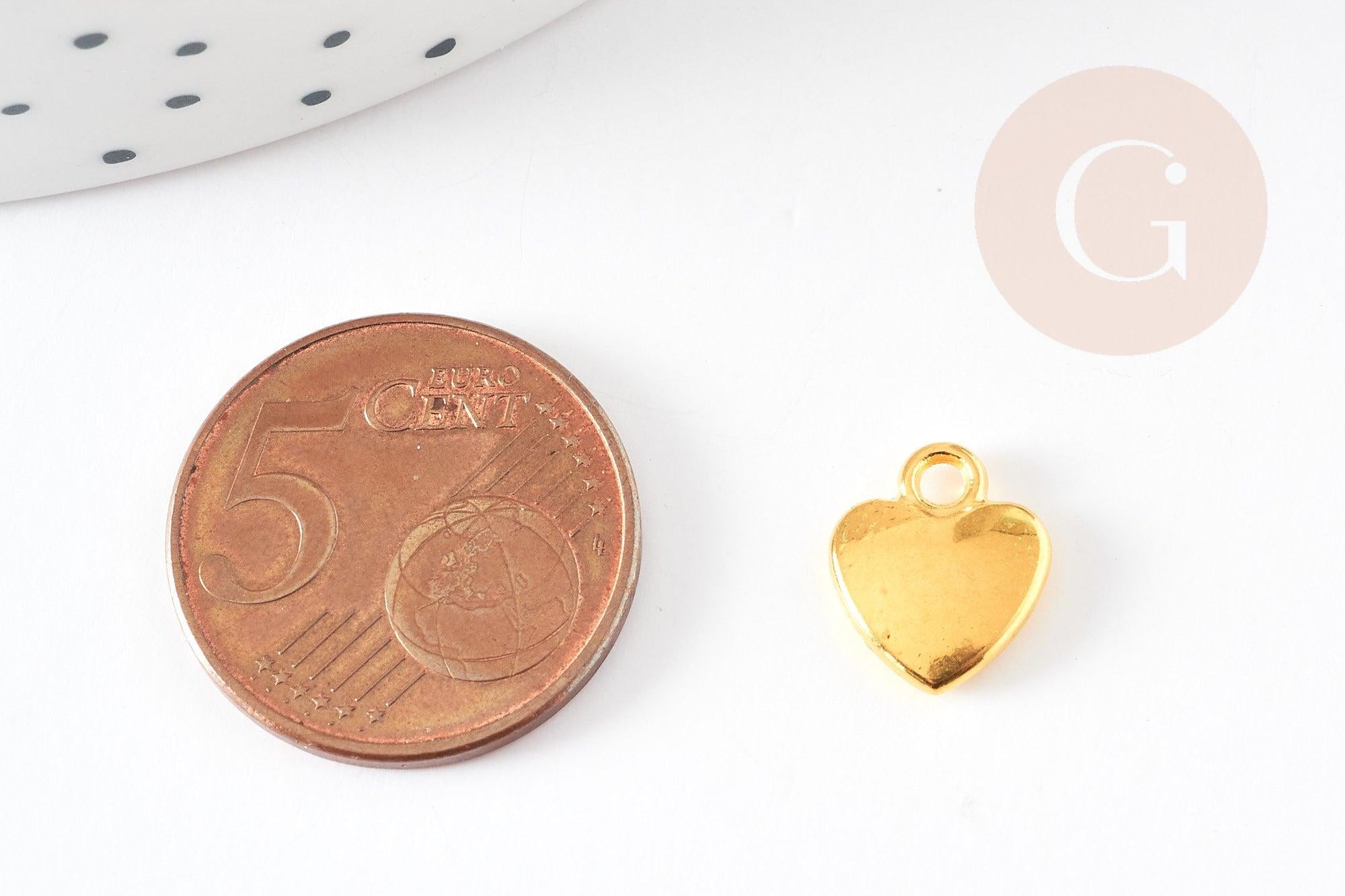 Pendentif coeur zamac doré 12mm, sans nickel, x10 (G3768)