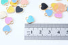 Pendentif coeur zamac doré émail multicolore 12mm,pendentif doré pour création de bijoux, x5 (G6103)