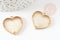 Pendentif coeur zamac doré tissé coton blanc 26.5mm, sans nickel, perle géométrique, x2 (G3767)