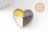 Pendentif coeur zamac doré tissé fil multicolore 26.5mm, x1 (G5843)
